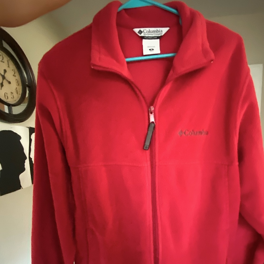 Mens size M red Columbia fleece zip up jacket